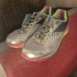 Fila Silver Sneakers with Rainbow Accents